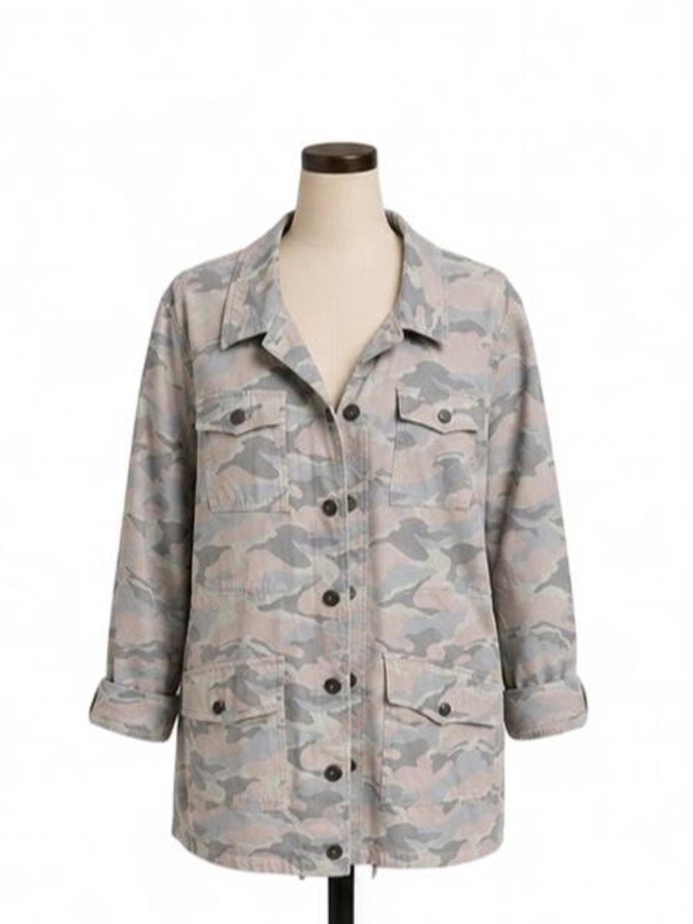 Torrid Camo Utility Jacket XXL Pink Gray Lightweight Military Style